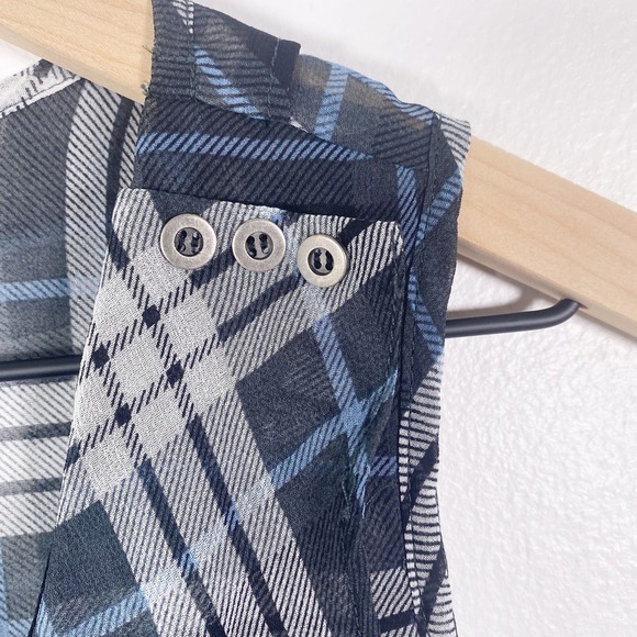 Anthropologie Maeve Plaid Sleeveless Top Wrap Layered Tank Top in Blue Size XS - Picture 5 of 7